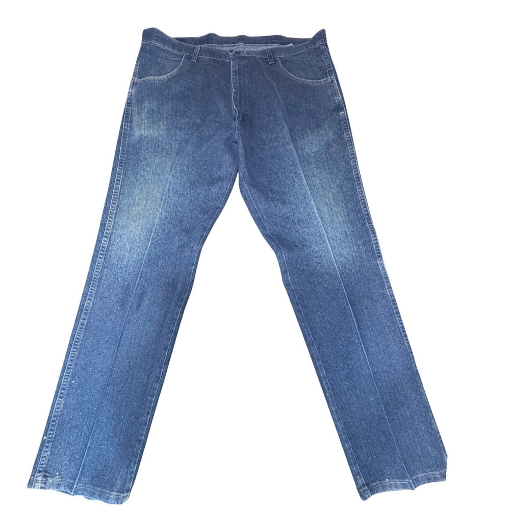Wrangler Jeans Mens 40x30 Regular Fit Blue Denim Cotton Blend Straight 85900DW